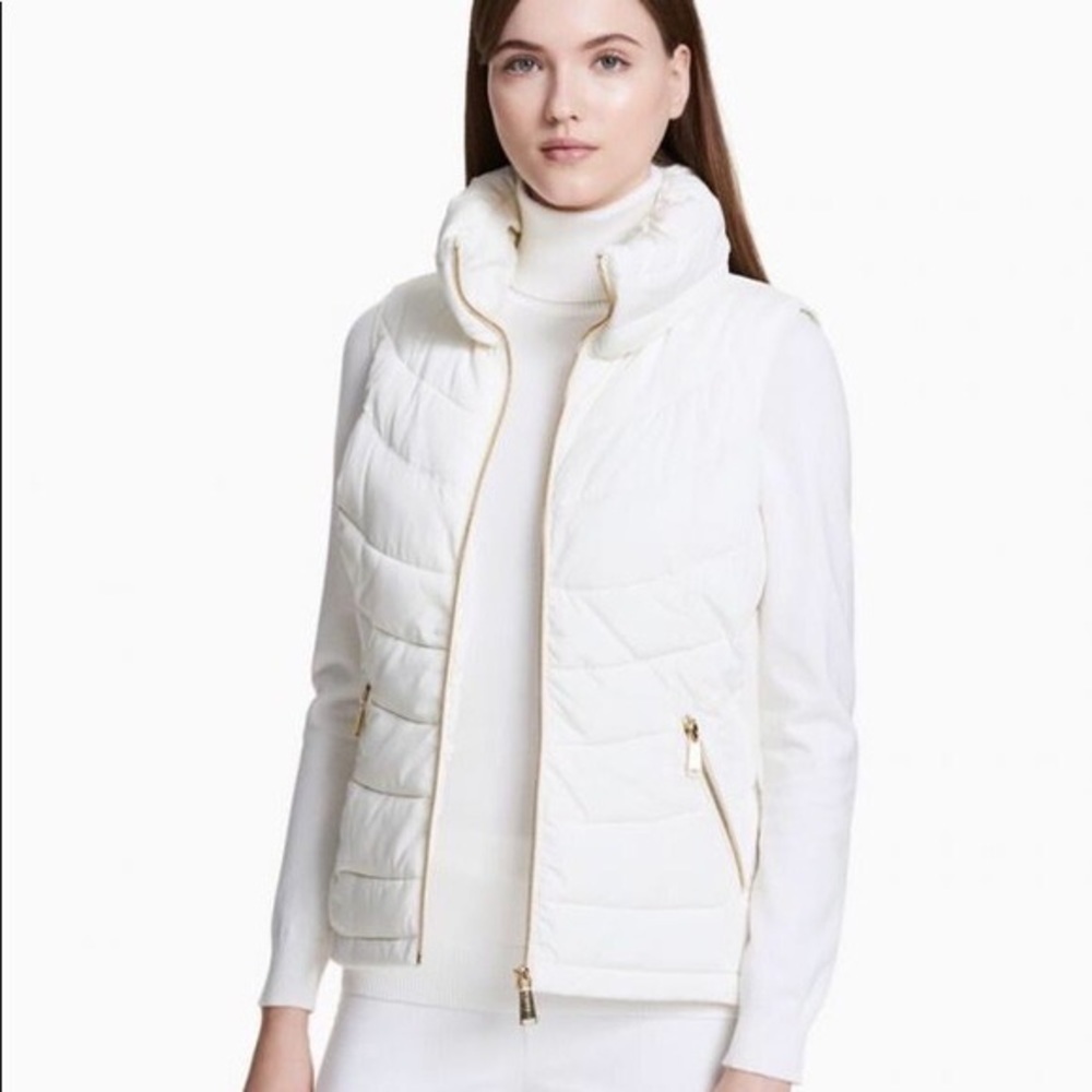 Calvin Klein alabaster puffer fullzip vest